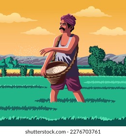 Jharkhand Farmer - A Vibrant Vector Illustration Depicting the Resilience and Hard Work of Indian Agriculture