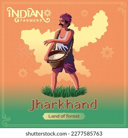 Jharkhand Farmer - A Vibrant Vector Illustration Depicting the Resilience and Hard Work of Indian Agriculture