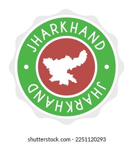Jharkhand, Señal de vectores sellados de mapas de insignias. Etiqueta de icono de diseño de marca de país de símbolo nacional. 