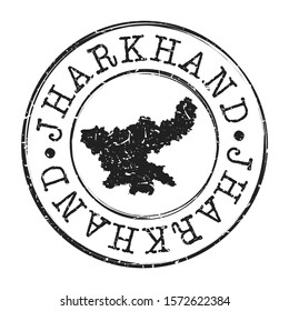 Jharkhand India Map Postmark. Silhouette Postal Passport. Stamp Round Vector Icon. Vintage Postage Design.