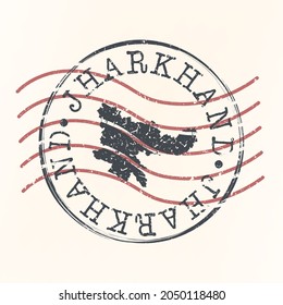 Jharkhand, India Stamp Map Postal. Silhouette. Passport Round Design. Vector Icon. Design Retro Travel National Symbol.