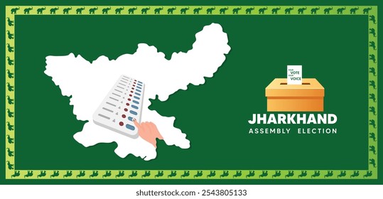 Cartaz vetorial das Eleições 2024 para a Assembleia do Estado indiano de Jharkhand