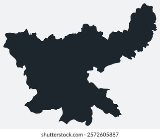 Jharkhand map. Just a simple border map. Shape of the state. Flat blank Jharkhand outline. Vector boundary illustration.