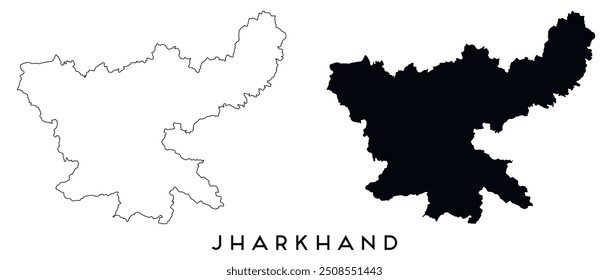 Esquema del mapa de Jharkhand y Vector de silueta negro