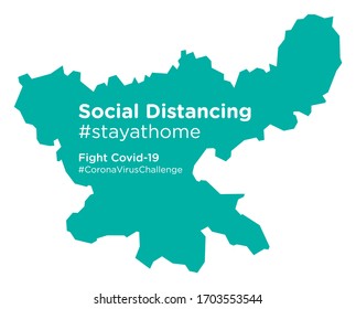 Jharkhand map with Social Distancing stayathome tag