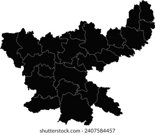 Jharkhand Silhouette Karte, Vektorgrafik auf weißem Hintergrund