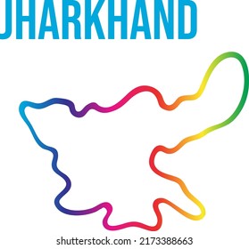 Jharkhand state colorful outline map