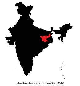 Jharkhand state highlighted on India map Vector EPS 10