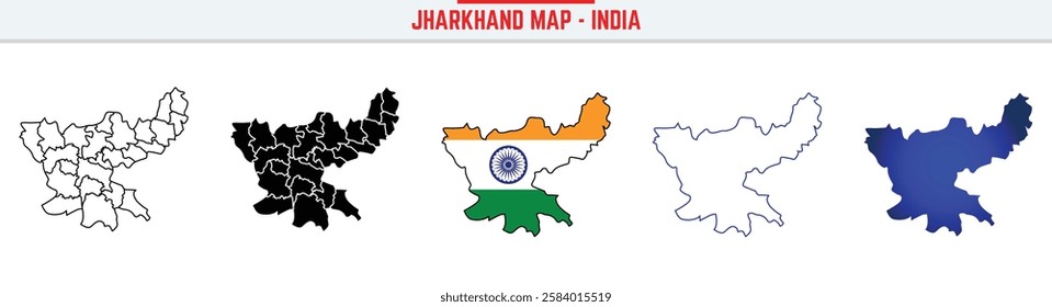 Jharkhand, State, JH Outline Icon – India Map Silhouette Vector. India map editable stroke outline icon