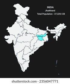 jharkhand state location and population in India