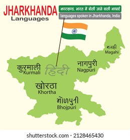 Idiomas jharkhanda Ilustración vectorial para oficina, lugares públicos, fondos de pantalla de la escuela y la universidad. Kurmali, Khortha, Bhojpuri, Magahi, Nagpuri, hindi