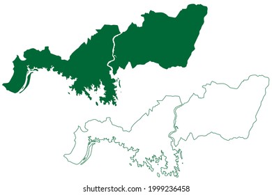 Jharsuguda district (Odisha State, Republic of India) map vector illustration, scribble sketch Jharsuguda map