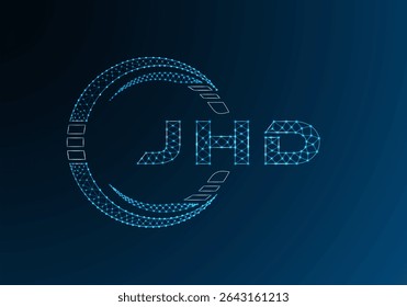 JHD low poly letter logo vector design. JHD lower poly logo design. Low poly logo.
