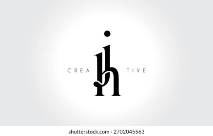Logotipo elegante del monograma del serif de JHjh – Letra tipográfica minúscula de lujo para la marca moderna