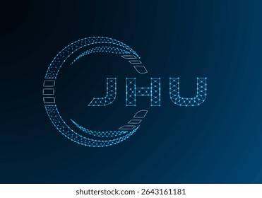 JHU low poly letter logo vector design. JHU lower poly logo design. Low poly logo.