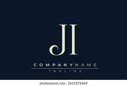 JI abstract Logo. Elegantly Designed Minimalist Monogram Logo with Stylish Lettering. Sophisticated and sleek minimalist monogram showcasing unique lettering design.
