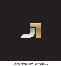 JI company linked letter logo golden silver black background