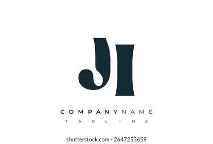 JI Creative Abstract Typography Logo Design. Elegant logo combining bold typography and creative shapes, ideal for branding and identity solutions.