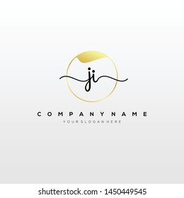 JI handwriting initial logo template vector.