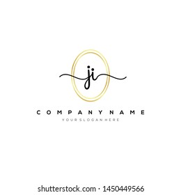 JI handwriting initial logo template vector.