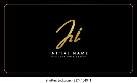 JI handwritten golden logo for identity, Creative gold handwriting initial signature concept design, j and i initials typography monogram icon for any business or company.