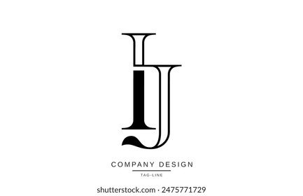 JI, IJ Letras Abstractas Logo Monograma Diseño Fuente Vector