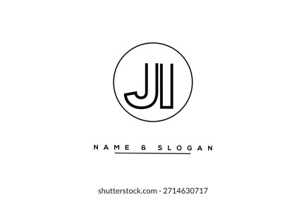 JI, IJ Abstract Letters Logo Monogram