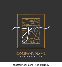 JI Initial Handwriting logo template vector