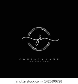 JI initial handwriting logo template vector