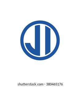 JI initial letters circle business logo blue