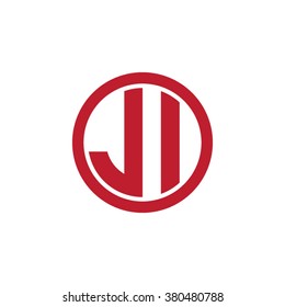 JI initial letters circle business logo red