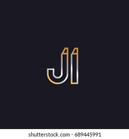 JI initial letters elegant logo golden silver black background