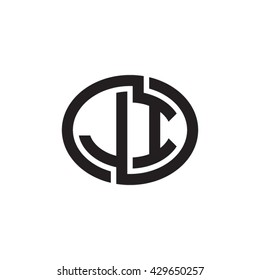 JI initial letters looping linked ellipse monogram logo