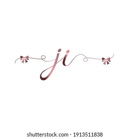 JI Logo Inicial escritura a mano moda lujosa moderna