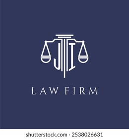 JI initial monogram for lawfirm logo with scales vector image