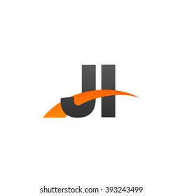JI initial overlapping swoosh letter logo black orange