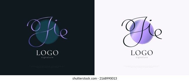 JI Initial Signature Logo Design with Elegant and Minimalist Handwriting Style. Initial J and I Logo Design for Wedding, Fashion, Jewelry, Boutique and Business Brand Identity