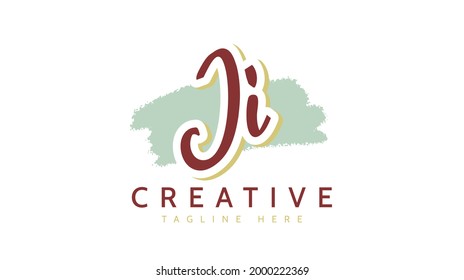 JI Initials, handwriting logo vector
