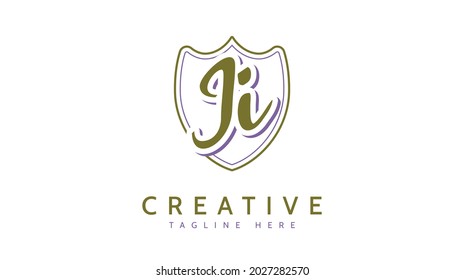 JI Initials, handwriting logo vector