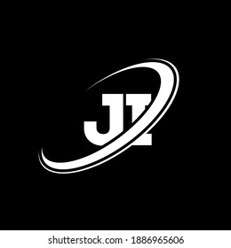 JI J I letter logo design. Initial letter JI linked circle uppercase monogram logo white color. JI logo, J I design. ji, j i