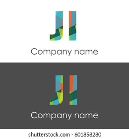 JI letter abstract mosaic shape icon colorful
