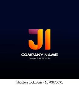 JI Letter initial Logo Vector With colorful, logo for media business