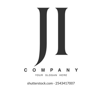 Diseño del logotipo de JI. Estilo de fuente inicial j e i serif. Tipografía de nombre de empresa clásica creativa. Logotipo o identidad de moda. Ilustración vectorial.