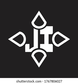 Monograma del logotipo de la aplicación conjunta con cuatro cono redondeado por la plantilla de diseño de forma