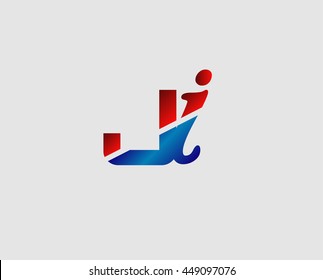 Ji logo or signature started by j letter, modern two letter composition for initial
