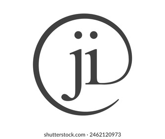 JI-Logo aus zwei Buchstaben mit kreisförmigen E-Mail-Zeichen-Stil. J und ich runde Logo des Unternehmens für brande Identität.