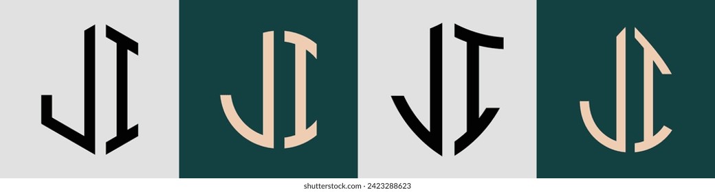 JI moderne Anfangsbuchstaben Logo Design Vektorbündel. Es ist geeignet, für welche Firma oder Marke diese anfänglich gegründet wird.