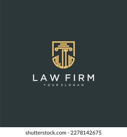JI monograma inicial para ideas del logo de la firma de abogados con diseño de estilo polígono creativo