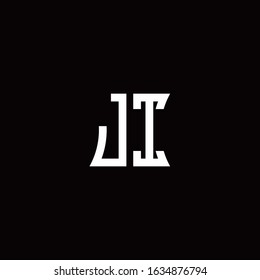 JI monogram logo with curved side style design template