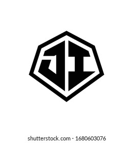 JI monogram logo with hexagon shape and line rounded style design template isolated on white background